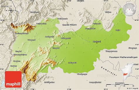 Physical Map Of Madurai Shaded Relief Outside