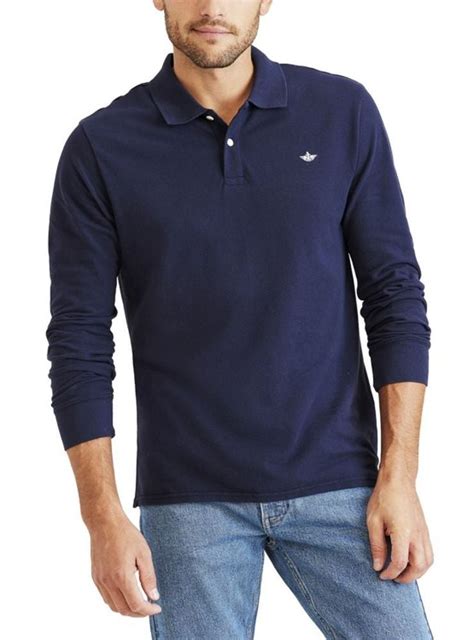 Ripley POLO MANGA LARGA ALGODÓN HOMBRE DOCKERS AZUL T3