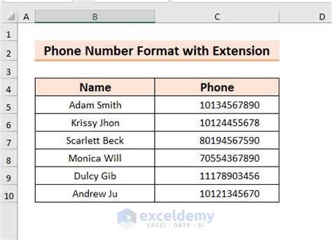 How To Format Phone Number With Extension In Excel 3 Easy Ways