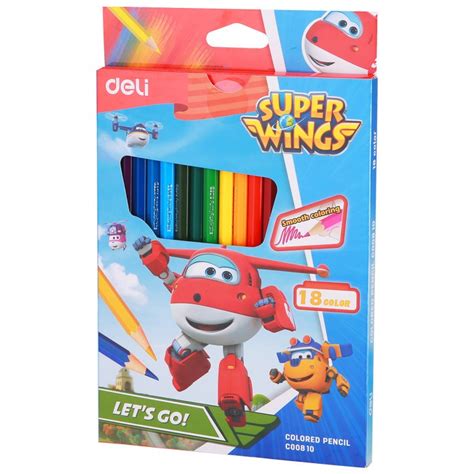 Jual Deli Pensil Warna Color Pencil Super Wings 18 Warna Ec00810