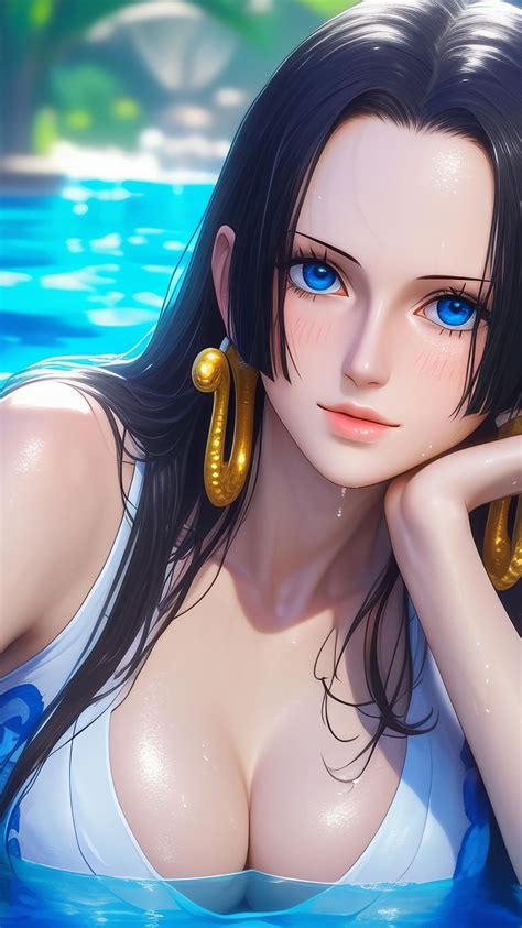 4k Hd Wallpaper One Pieces Boa Hancock Relaxes Poolside By Moonlight In 2024 Bleach Anime