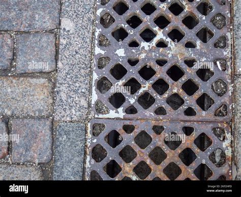 Metal Lattice Old Storm Drain City Infrastructure Sewerage Stock