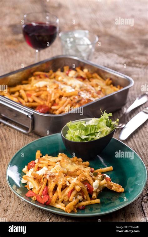 Cheese Gratinated Pasta Stock Photo - Alamy