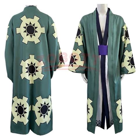 Anime One Piece Wano Country Roronoa Zoro Cosplay Green Kimono Outfit