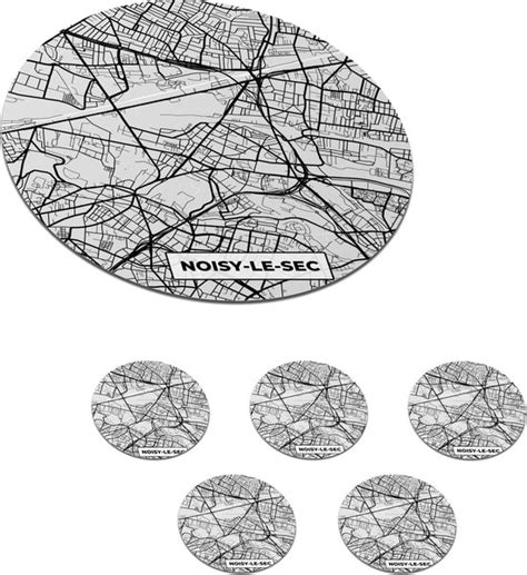 Onderzetters Voor Glazen Rond Kaart Stadskaart Noisy Le Sec