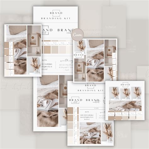 Canva Brand Kit Template Nude Brand Board Templates Boho Etsy