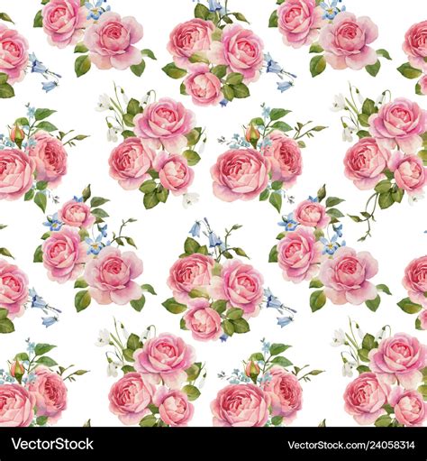 Watercolor rose pattern Royalty Free Vector Image