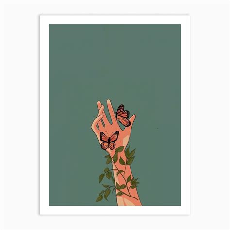 Butterfly Hand Art Print by MahmoudMera - Fy