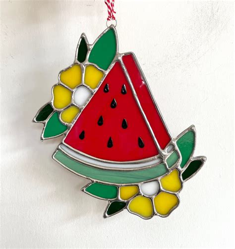 Stained Glass Watermelon Traditional Style Wall Hanging Sun Catcher