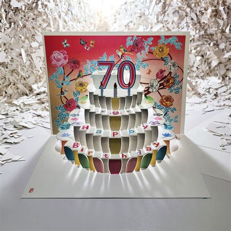 70th Birthday Roses Pop Up Card Birds And Butterflies Card Etsy