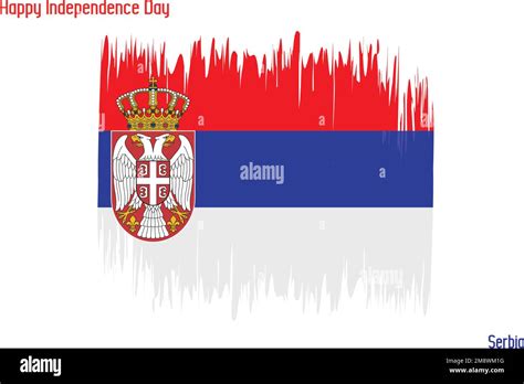 National Flag Flag Of Serbia Stock Vector Drawn With Brush Strokes