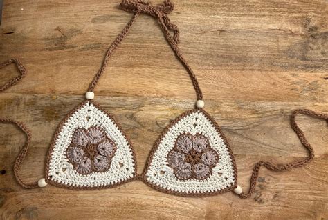 Crochet Flower Bikini Top Summer Bikini Top Etsy UK