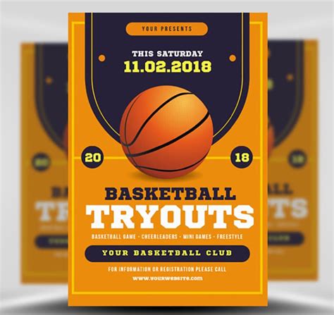 Basketball Tryouts Flyer Template - FlyerHeroes