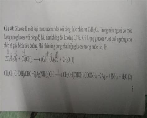 Xác định giùm em số oxi hoá trong 2 phản ứng này với ạ Câu 40 Glucose
