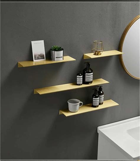 Brushed Gold Metal Wall Shelf Shelves Metal Shelves Wall Shelves