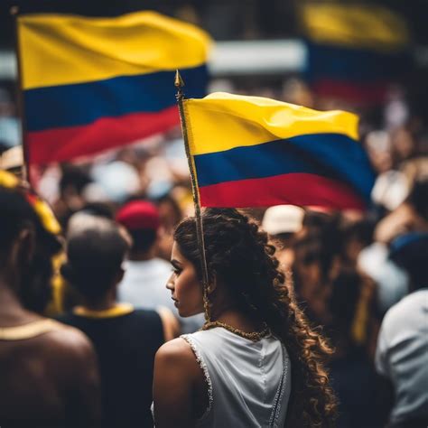 El Pueblo Colombiano Con Su Bandera Foto Premium