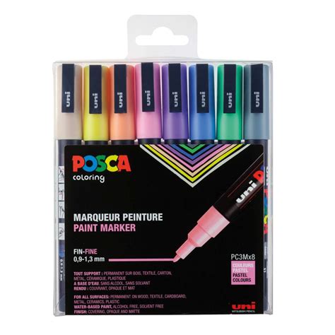 Marcadores Uni Posca Pc 3m Estuche X 8 Colores Soft