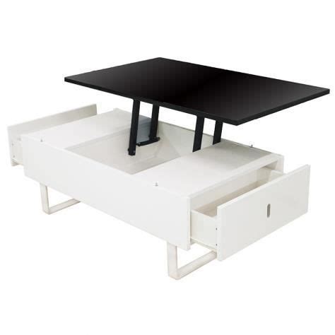 Table Basse Relevable Multifonction Laqu Noir Et Blanc Cdiscount Maison