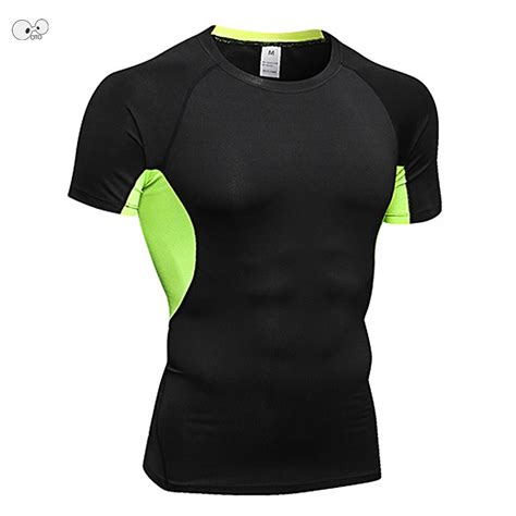 2018 Quick Dry Slim Fit Tees Men Mesh Patchwork T Shirts Compression