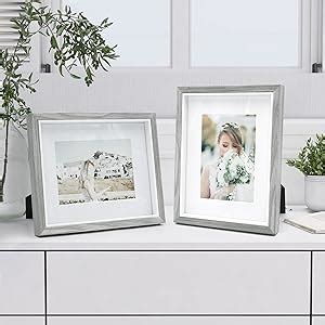 SUMGAR 8x10 Photo Frame Grey Wooden Deep Picture Frames With Mount