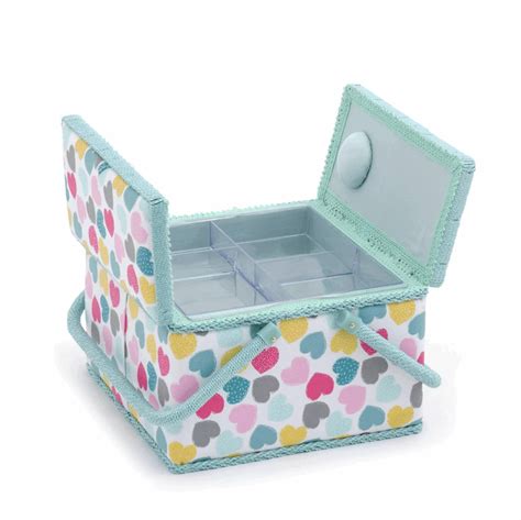 Large Sewing Box Twin Lid Square Love Sewing Boxes