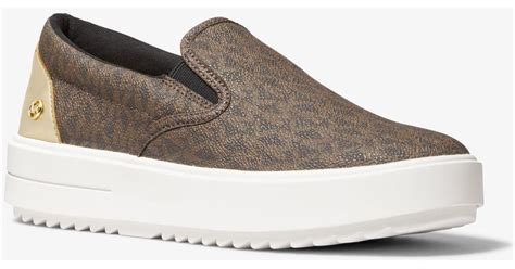 Michael Kors Canvas Emmett Logo Slip On Sneaker In Brown Lyst Canada