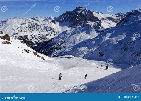 Skiing in the Alps stock image. Image of slope, alps, piste - 496301