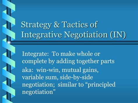 Ppt Strategy And Tactics Of Integrative Negotiation In Powerpoint