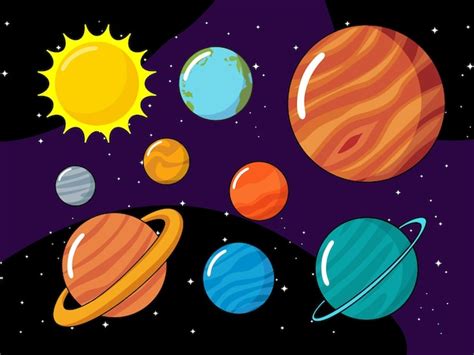 Dibujos Animados De Planetas Del Sistema Solar Vector Premium