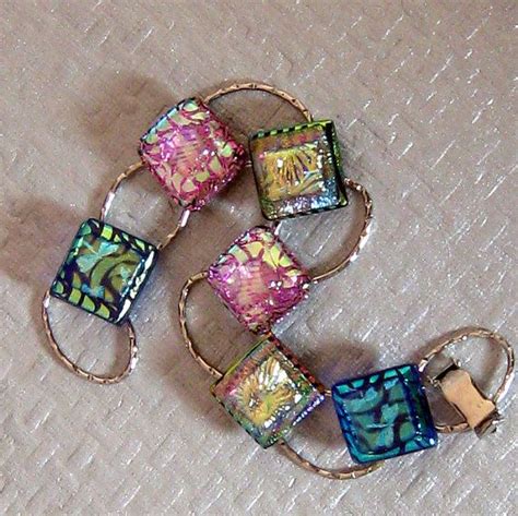 Dichroic Glass Bracelet Fused Glass Bracelet Dichroic Etsy Glass