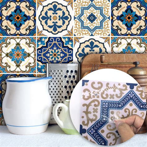 2020cm Moroccan Vinyl Decals Pvc Waterproof Mural Self Adhesive Wallpaper Kitchen Furniture