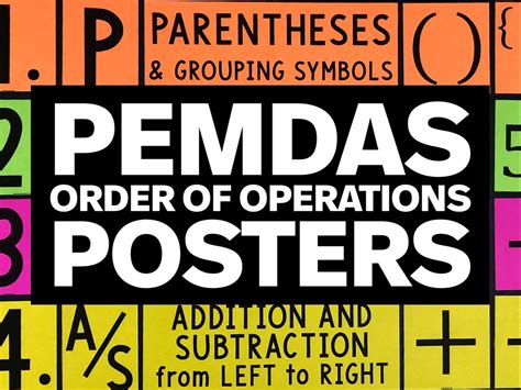 Pemdas Order Of Operations Posters Math Classroom Decor Math Anchor Charts Math Classroom