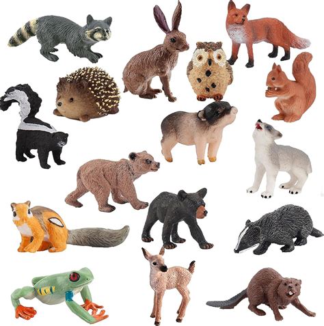 Techshining 16pcs Forest Animal Figures Toys Baby Woodland Animals