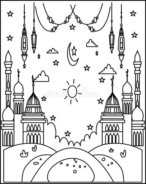 eid al adha islamic coloring book pages stock vector illustration