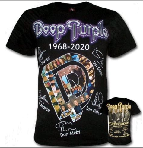 Vintage Style Rock Band Tees Deep Purple Anniversary Modern Bootleg The