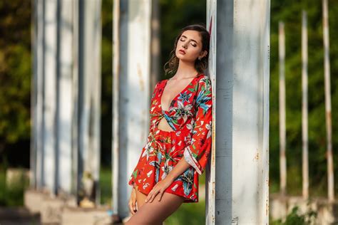 Brunette Playsuit Earring Depth Of Field Women Disha Shemetova