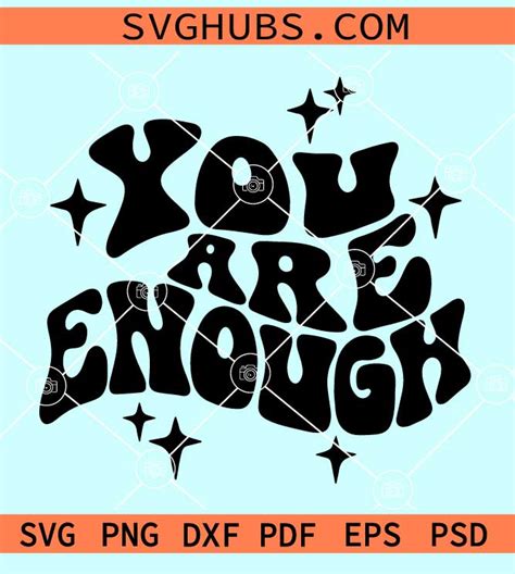 You Are Enough Retro Wavy Letters Svg You Are Enough Svg