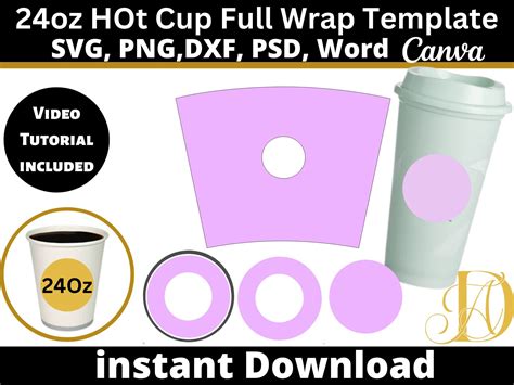 Starcups Hot Cup Template Svg Oz Tumbler Full Wrap Etsy