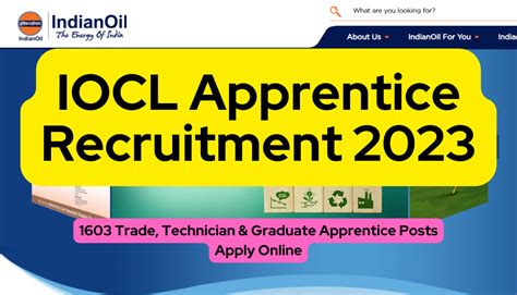 IOCL Apprentice Recruitment 2023 1603 Trade Technician Graduate