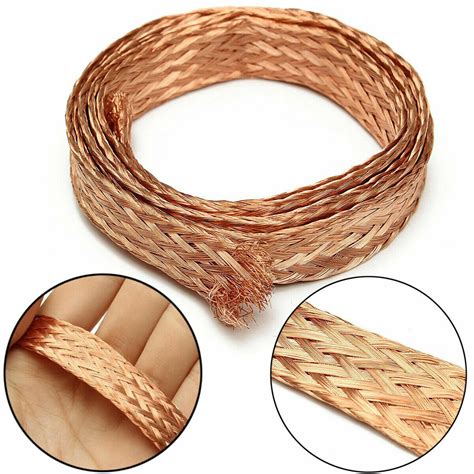 1m 33ft 15mm Flat Pure Copper Braid Cable Bare Shielding Wire Ground