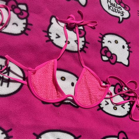 Bright Pink Bikini No Tags But Fits Size Small Worn Depop