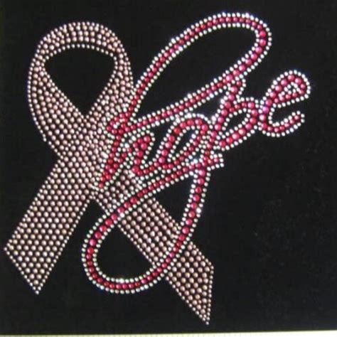 Rhinestone Transfer Heart Cancer Ribbon Iron On Etsy