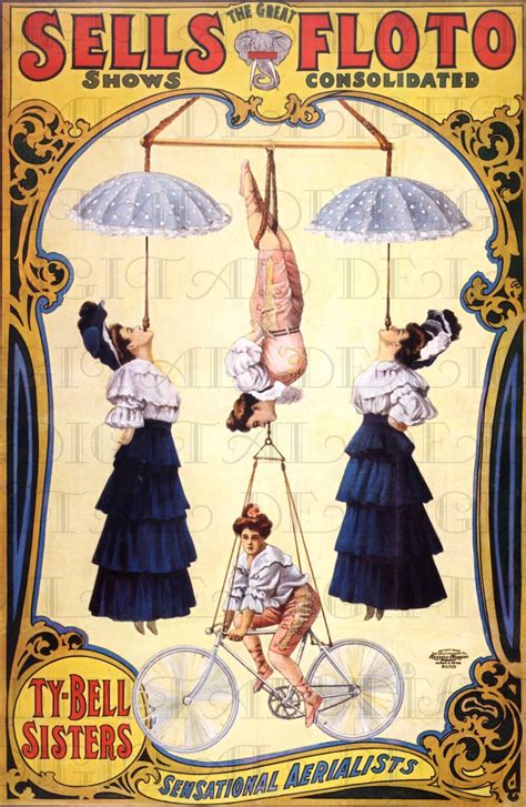 Strange Odd Antique Circus Poster Vintage Female Aerialists Etsy