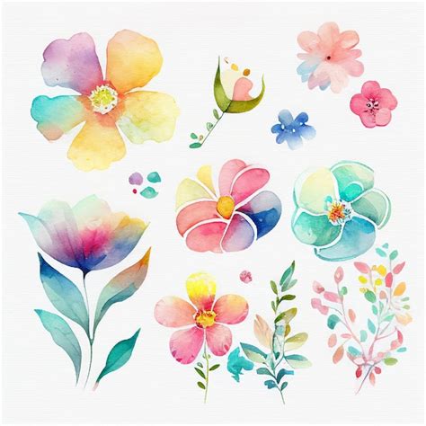 Colocar Flores Y Dejar Pintar Ilustraciones Florales De Acuarela