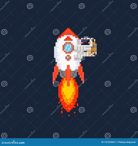 Pixel Rocket Launch Logo Vector Illustration | CartoonDealer.com #124790486