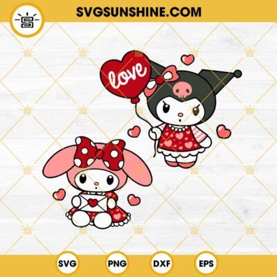 Valentine My Melody And Kuromi Bundle SVG Sanrio Valentines Day SVG