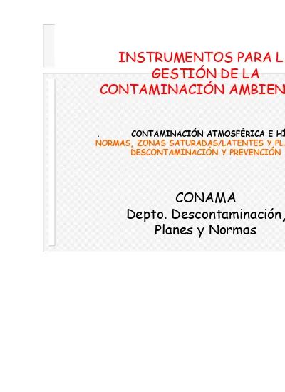 Instrumentos Para La Gesti N De La Contaminaci N Ambiental Conama