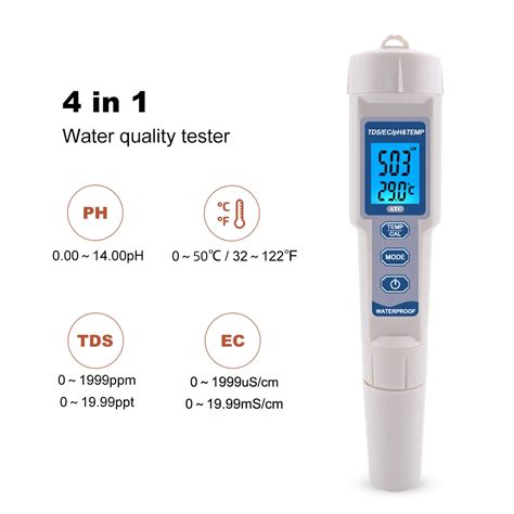 4 In 1 Ph Meter Ph Tds Ec Temperature Meter Digital Water Quality