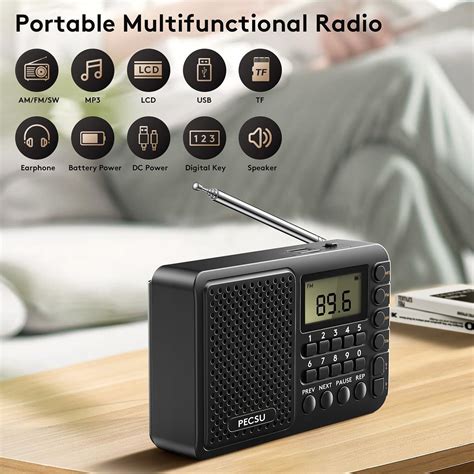 Pecsu Portable Radio AM FM SW Digital Shortwave Radio With MP3 Player