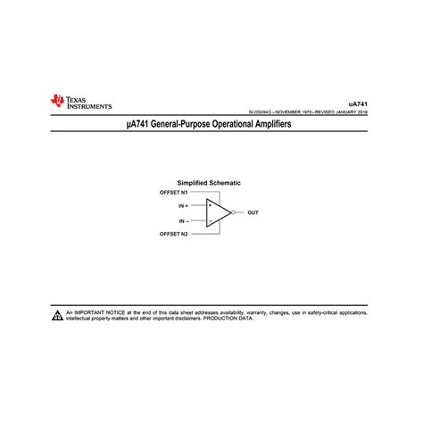 Ua741 Ti General Purpose Operational Amplifier Datasheet